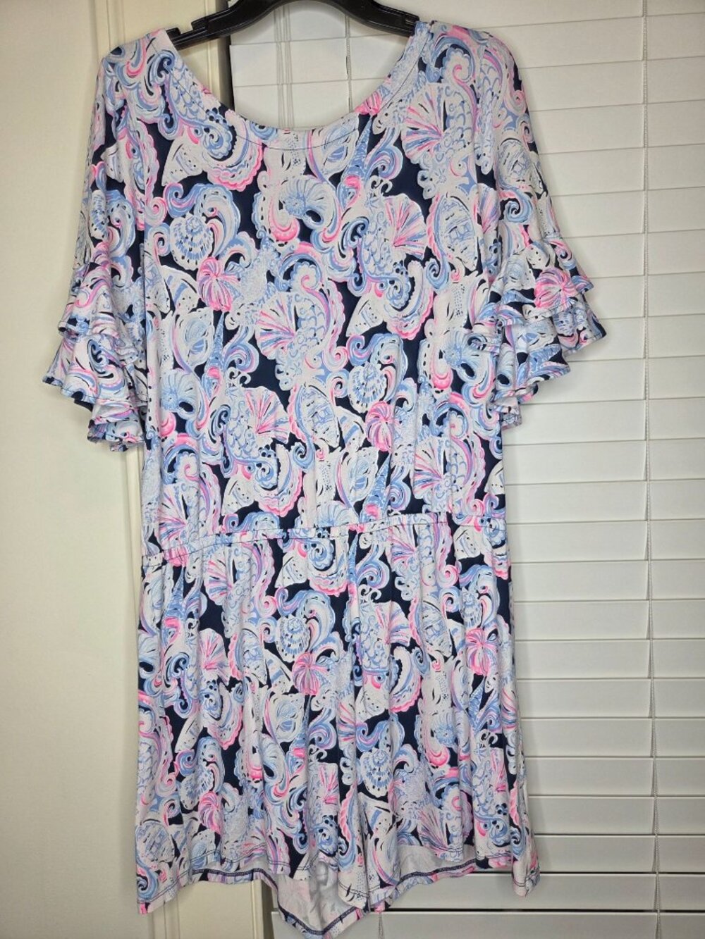 💗Lk new!!! Lilly Pulitzer Navy Pink Blue seashell Romper sz large